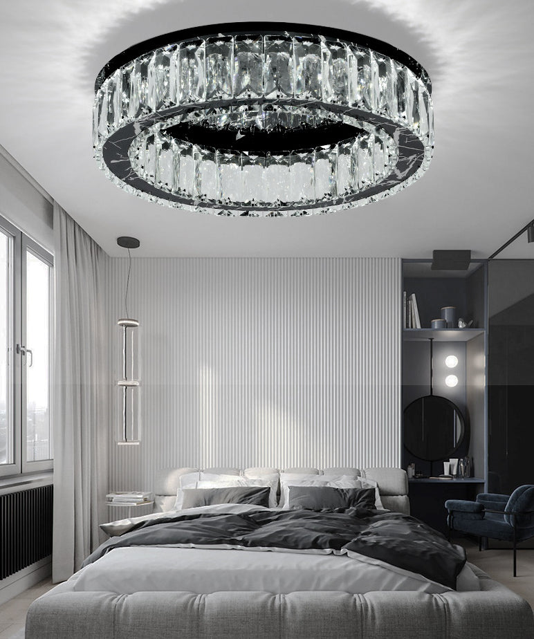Round Flush Mount Ceiling Light Fixture Contemporary Crystal Ceiling Light Fixtures