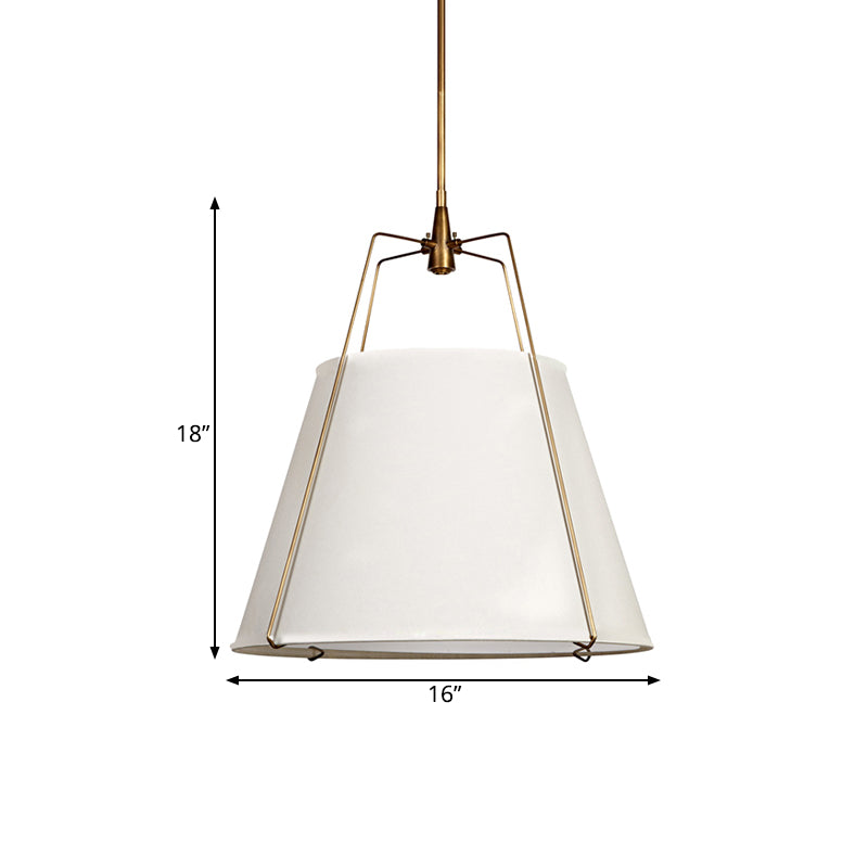 Fabric Cone Hanging Lamp Vintage 2 Lights Dining Room Chandelier Pendant Light in White