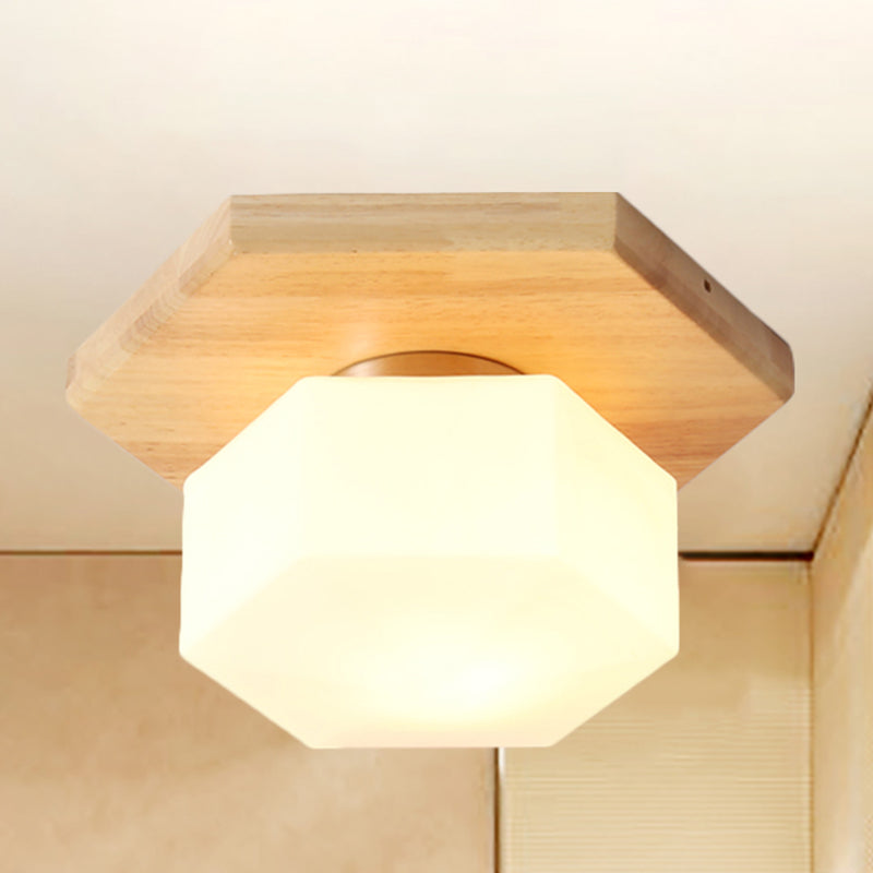 Geometric Flush Lighting Nordic Style Frosted Glass 1 Light Foyer Flush Mount Light