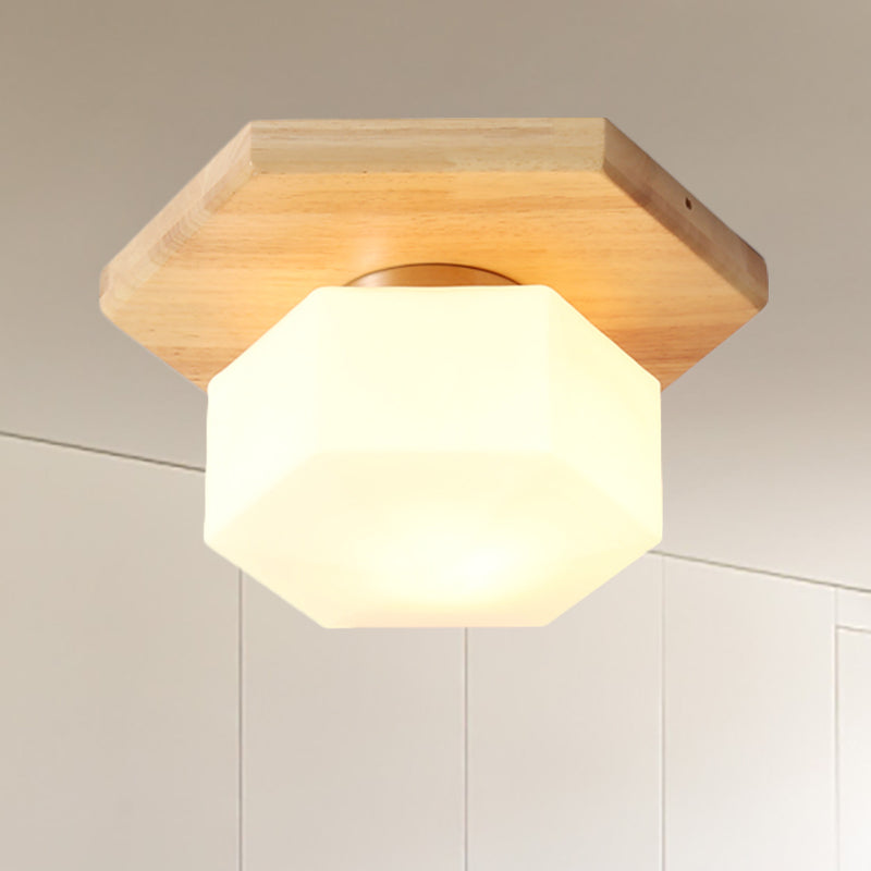 Geometric Flush Lighting Nordic Style Frosted Glass 1 Light Foyer Flush Mount Light