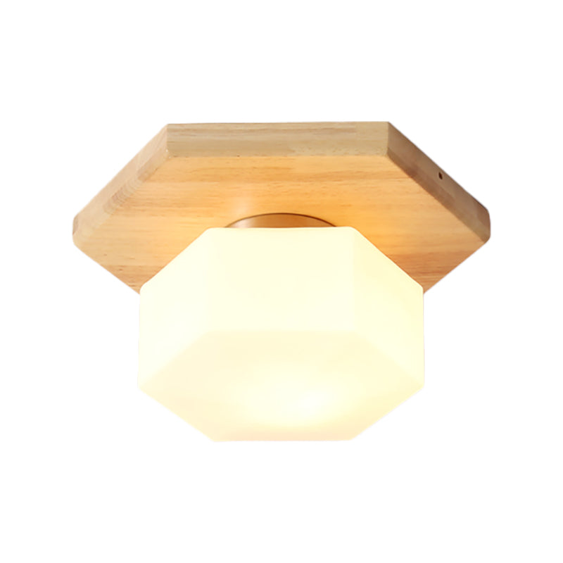 Geometric Flush Lighting Nordic Style Frosted Glass 1 Light Foyer Flush Mount Light