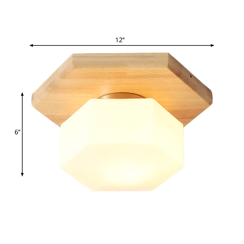 Geometric Flush Lighting Nordic Style Frosted Glass 1 Light Foyer Flush Mount Light