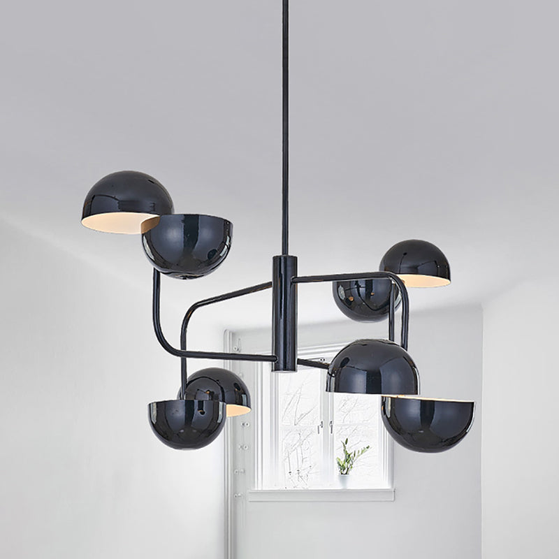8-köpfige Bürodecke Anhänger mit Kuppel Eisen Schatten moderner schwarzer LED-Kronleuchter Licht