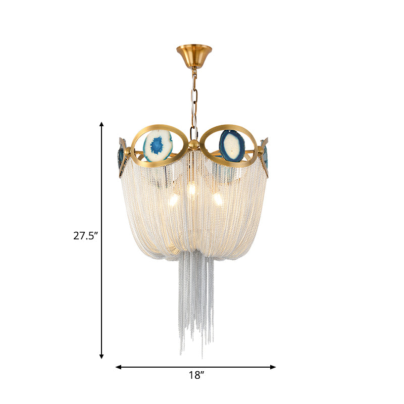 Cadena Metal Empire Chandelier Iluminación Modernista Estilo nórdico 3 luces Gold Lighting Lights