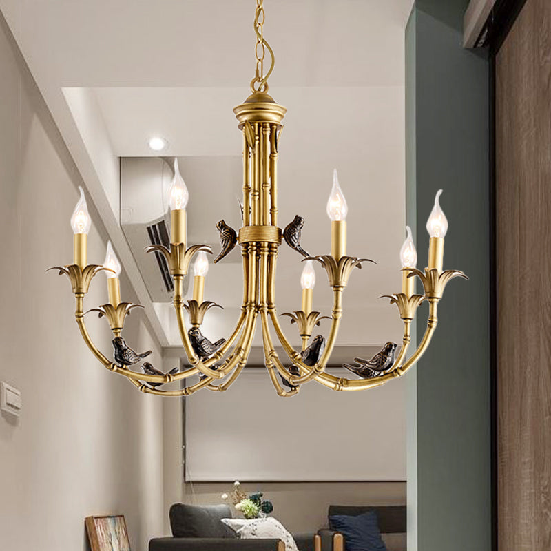 3/6/8 Lights Candelabra Ceiling Chandelier Rustic Brass Metal Pendant Lighting for Living Room