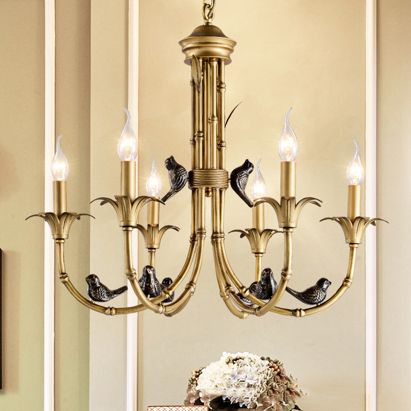 3/6/8 Lights Candelabra Ceiling Chandelier Rustic Brass Metal Pendant Lighting for Living Room