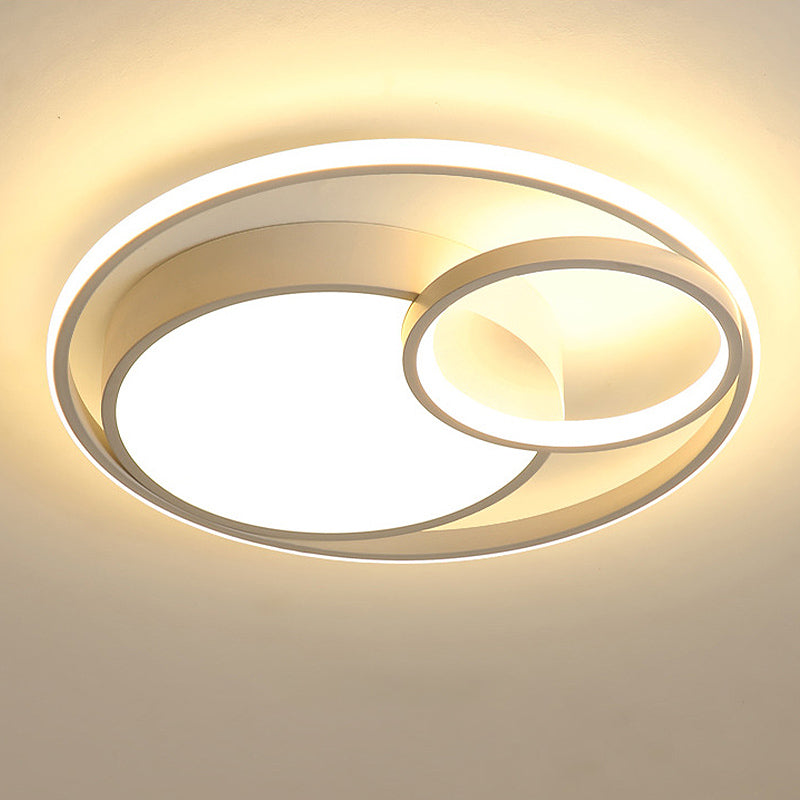 Acrylic Ring Shape Flushmount Lighting Modern Stylish LED Gray/White/Black and White Ceiling Lamp in Warm/White/3 Color Light