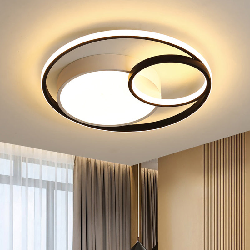Acrylic Ring Shape Flushmount Lighting Modern Stylish LED Gray/White/Black and White Ceiling Lamp in Warm/White/3 Color Light