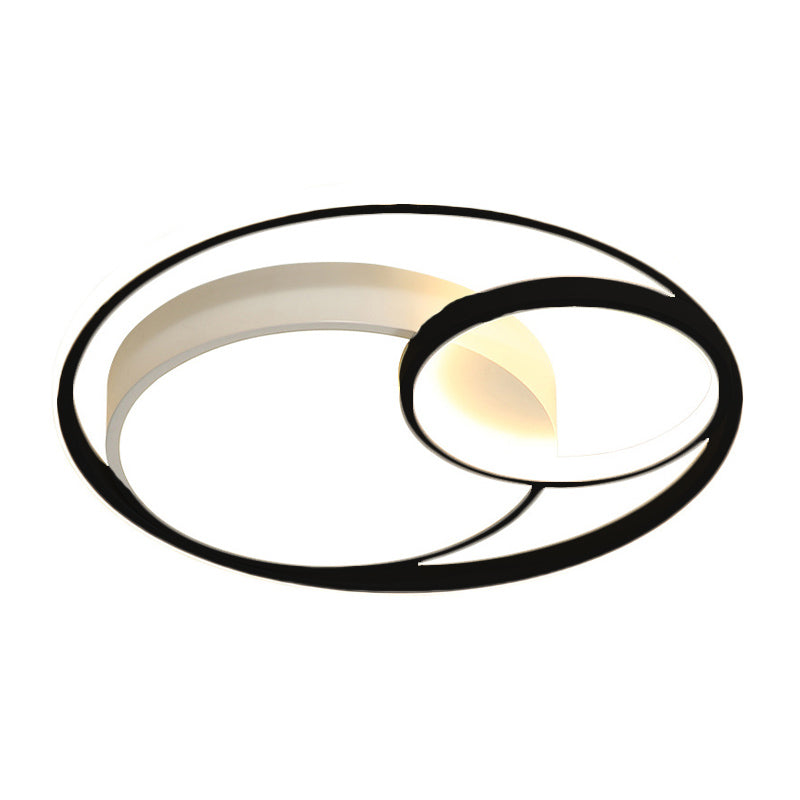 Acrylic Ring Shape Flushmount Lighting Modern Stylish LED Gray/White/Black and White Ceiling Lamp in Warm/White/3 Color Light