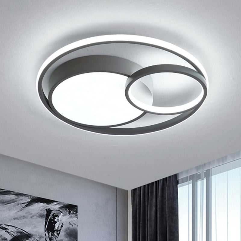 Acryl ringvormige inbouwverlichting Moderne stijlvolle LED grijs/wit/zwart-wit plafondlamp in warm/wit/3 kleuren licht