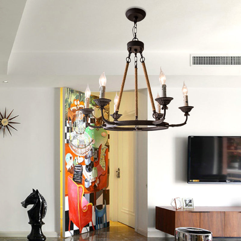 6/8/12 Lights Wagon Wheel Chandelier Lighting Classic Rust Metal Pendant Light Fixture for Dining Room