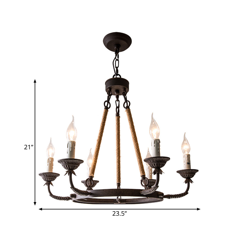 6/8/12 Lights Wagon Wheel Chandelier Lighting Classic Rust Metal Pendant Light Fixture for Dining Room