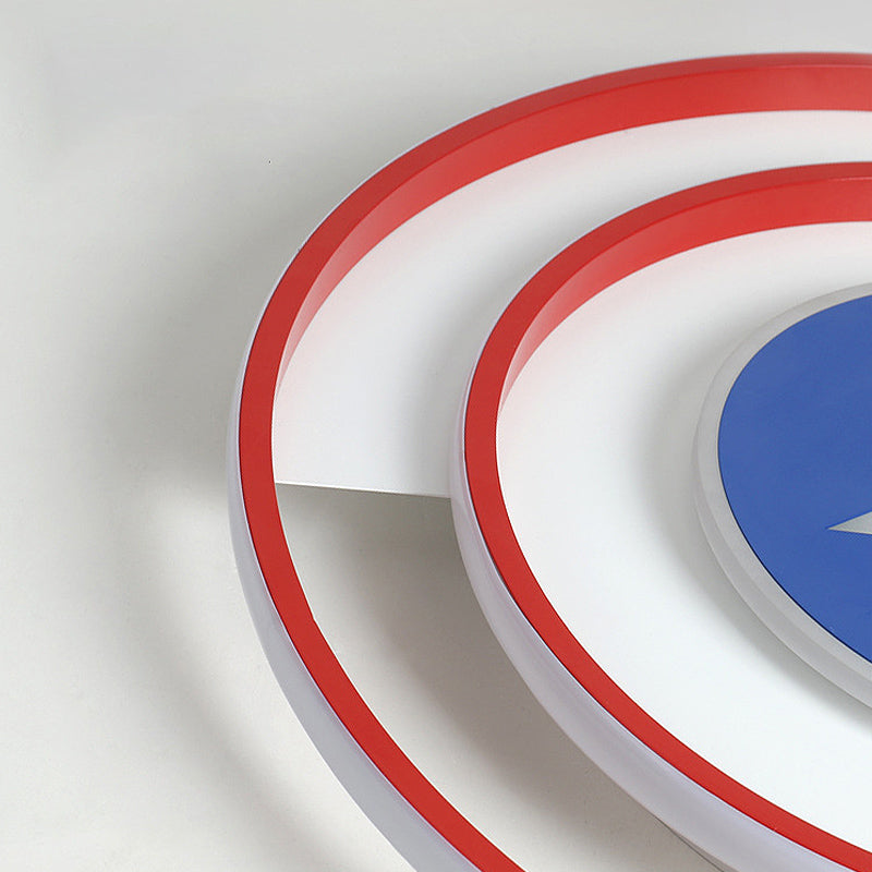 Kids Round Ceiling Light Metal and Acrylic 16 "/19.5" W DEL Bedroom Red Flush Mount Light, Warm / White Light