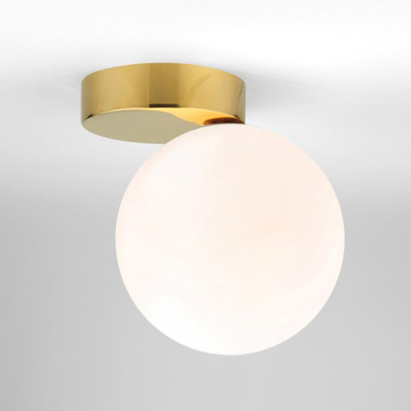 1-Light Spherical Shade Flush Mount Lighting Modern Style Opal Glass Flush Mount for Hallway