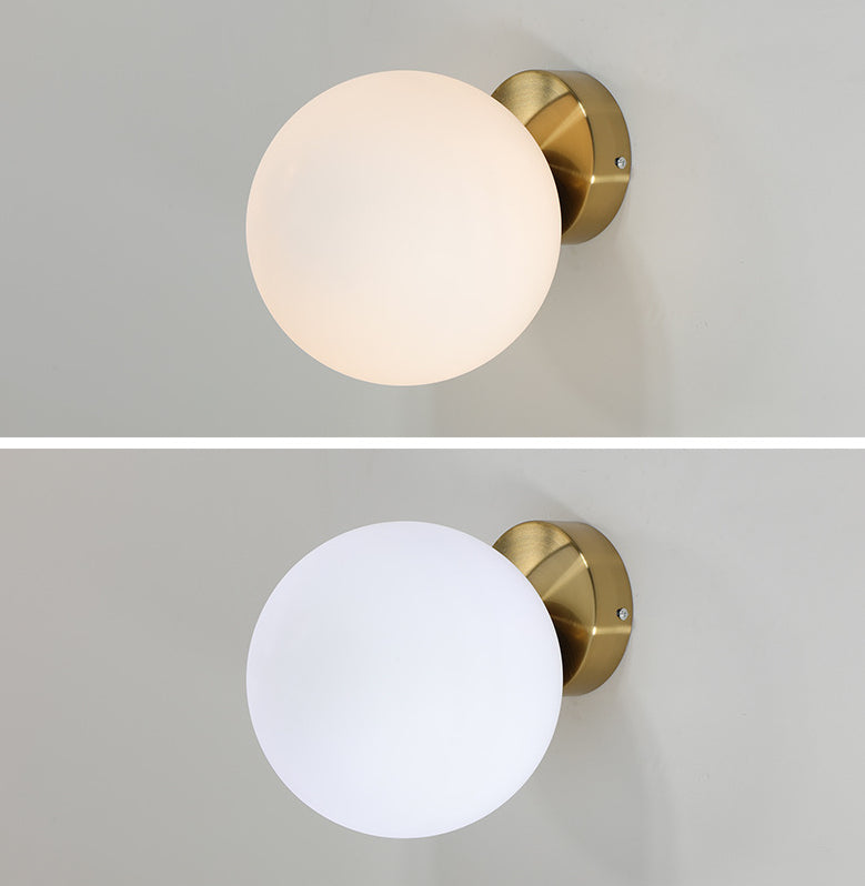 1-Light Spherical Shade Flush Mount Lighting Modern Style Opal Glass Flush Mount for Hallway
