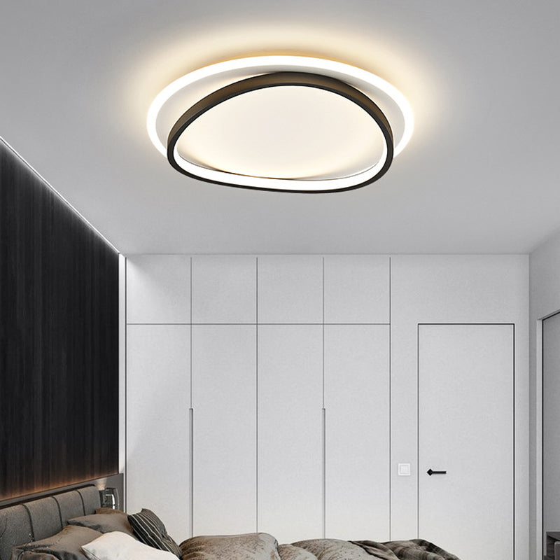 Modern Minimalist Double Round Flush Mount Light Metal LED Bedroom Flush Ceiling Light