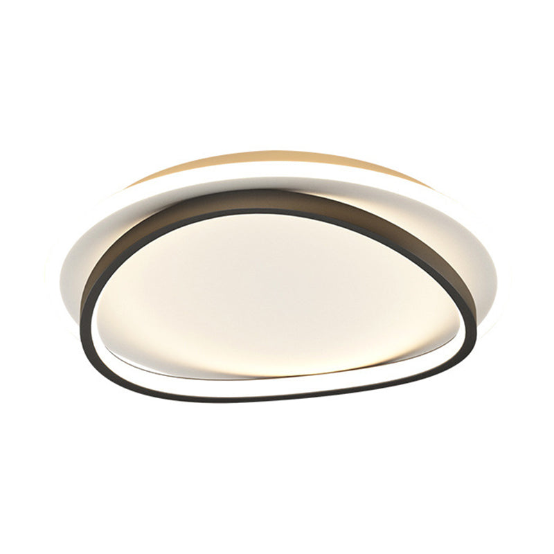 Modern Minimalist Double Round Flush Mount Light Metal LED Bedroom Flush Ceiling Light