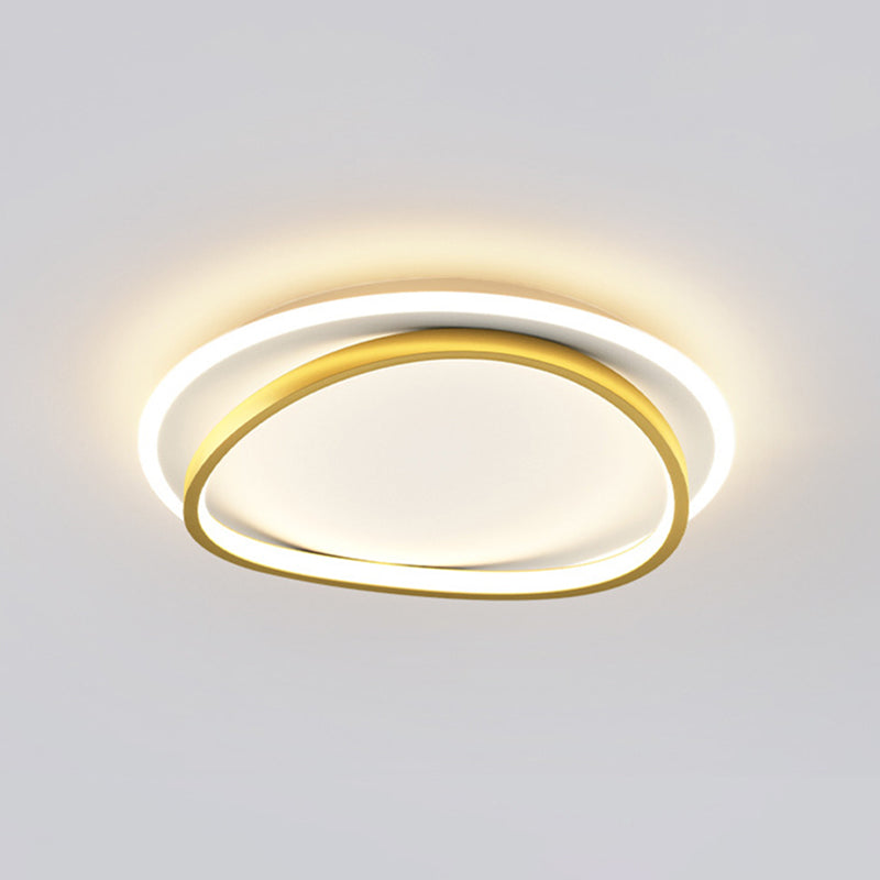 Modern Minimalist Double Round Flush Mount Light Metal LED Bedroom Flush Ceiling Light