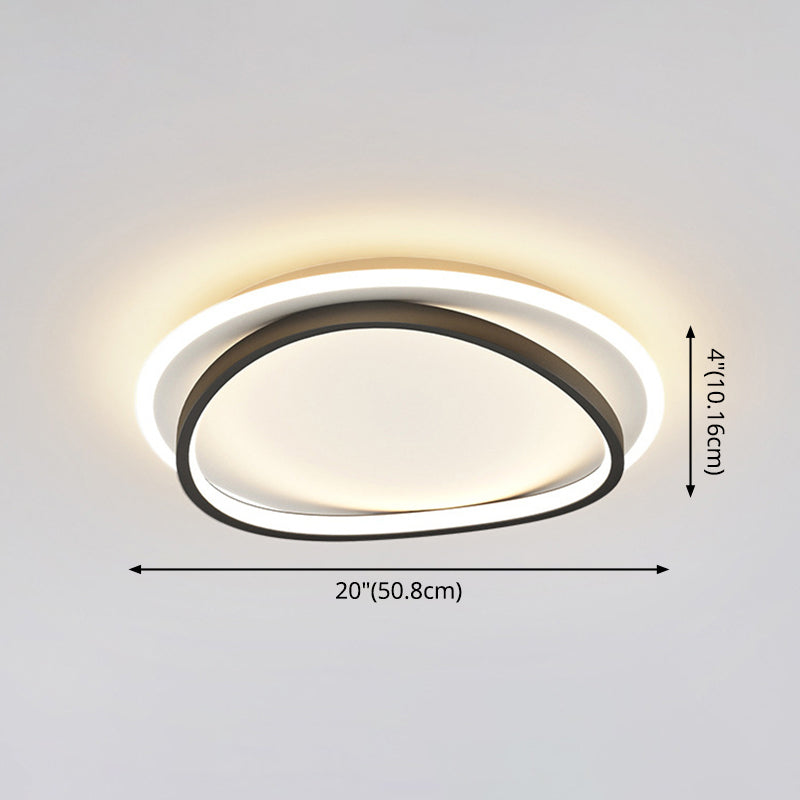 Modern Minimalist Double Round Flush Mount Light Metal LED Bedroom Flush Ceiling Light