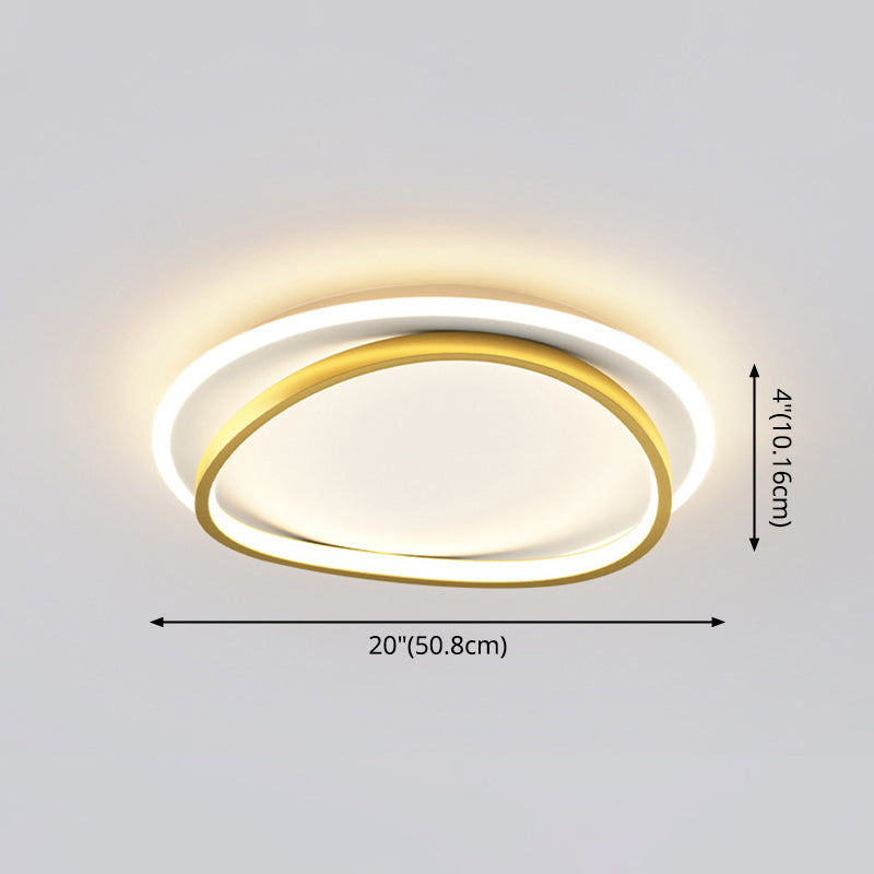 Modern Minimalist Double Round Flush Mount Light Metal LED Bedroom Flush Ceiling Light