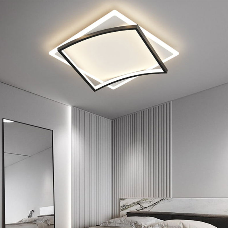 Modern Minimalist Double Geometric Flush Mount Light Metal LED Bedroom Flush Ceiling Light