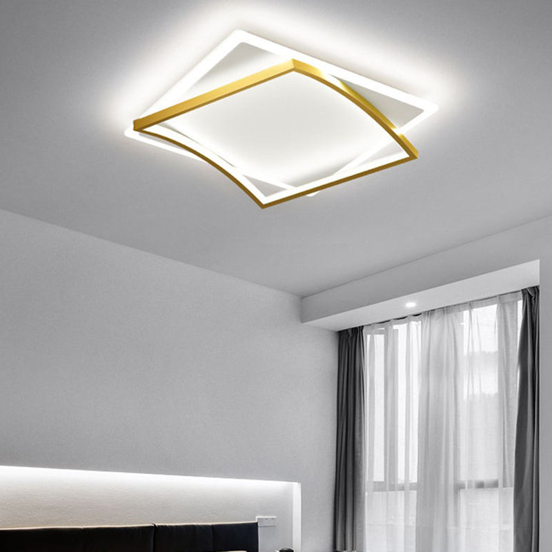 Modern Minimalist Double Geometric Flush Mount Light Metal LED Bedroom Flush Ceiling Light