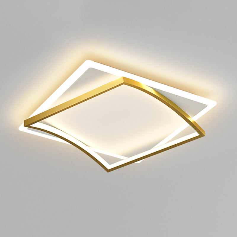 Modern Minimalist Double Geometric Flush Mount Light Metal LED Bedroom Flush Ceiling Light
