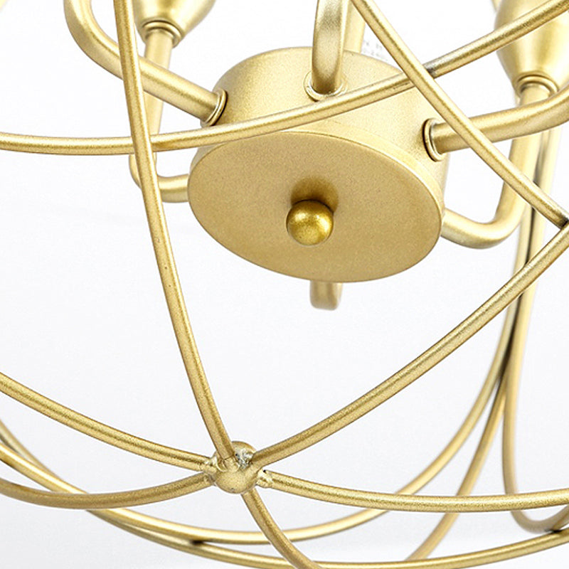 Metal Candle Style Ceiling Pendant Country 4/6 Lights Dining Room Chandelier Lighting in Black/Gold