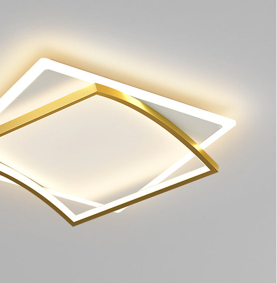 Modern Minimalist Double Geometric Flush Mount Light Metal LED Bedroom Flush Ceiling Light