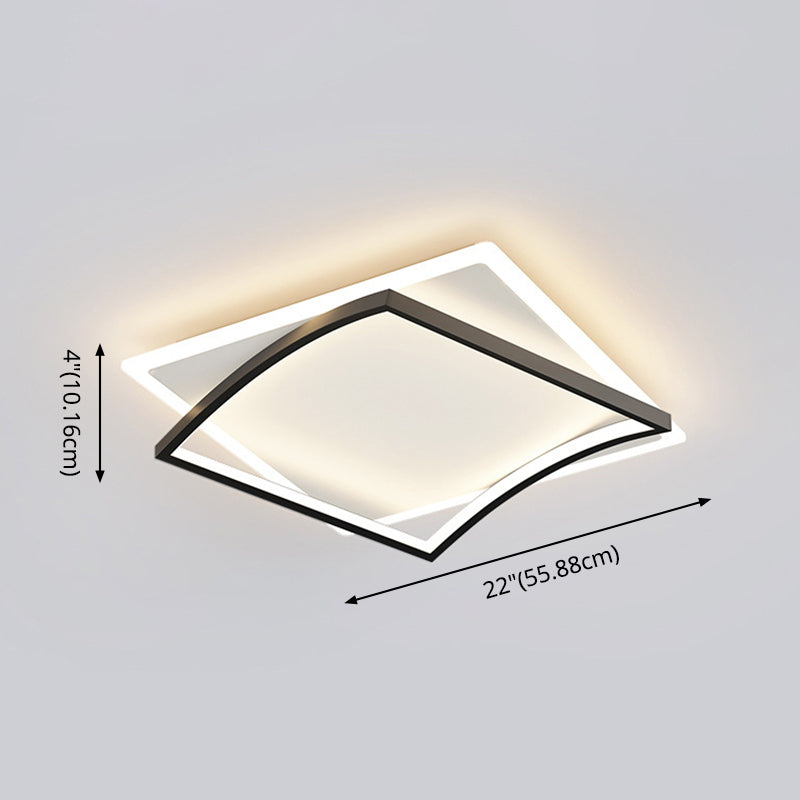 Modern Minimalist Double Geometric Flush Mount Light Metal LED Bedroom Flush Ceiling Light