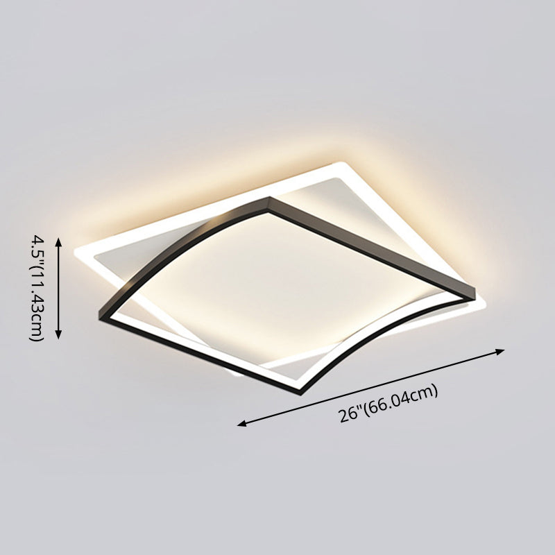 Modern Minimalist Double Geometric Flush Mount Light Metal LED Bedroom Flush Ceiling Light