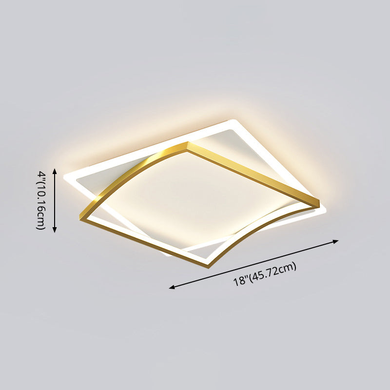 Modern Minimalist Double Geometric Flush Mount Light Metal LED Bedroom Flush Ceiling Light