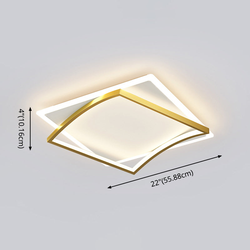 Modern Minimalist Double Geometric Flush Mount Light Metal LED Bedroom Flush Ceiling Light