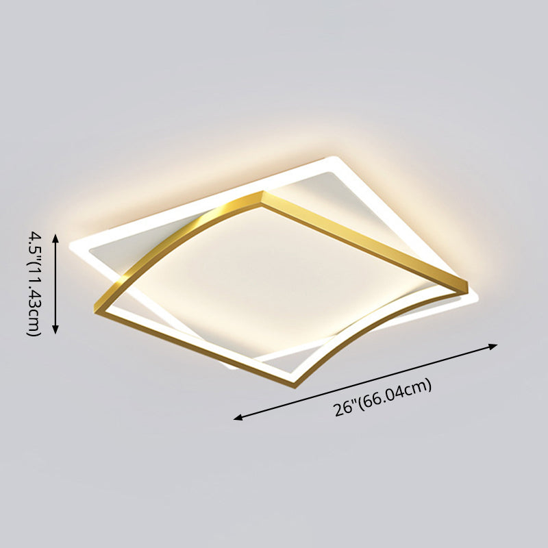 Modern Minimalist Double Geometric Flush Mount Light Metal LED Bedroom Flush Ceiling Light
