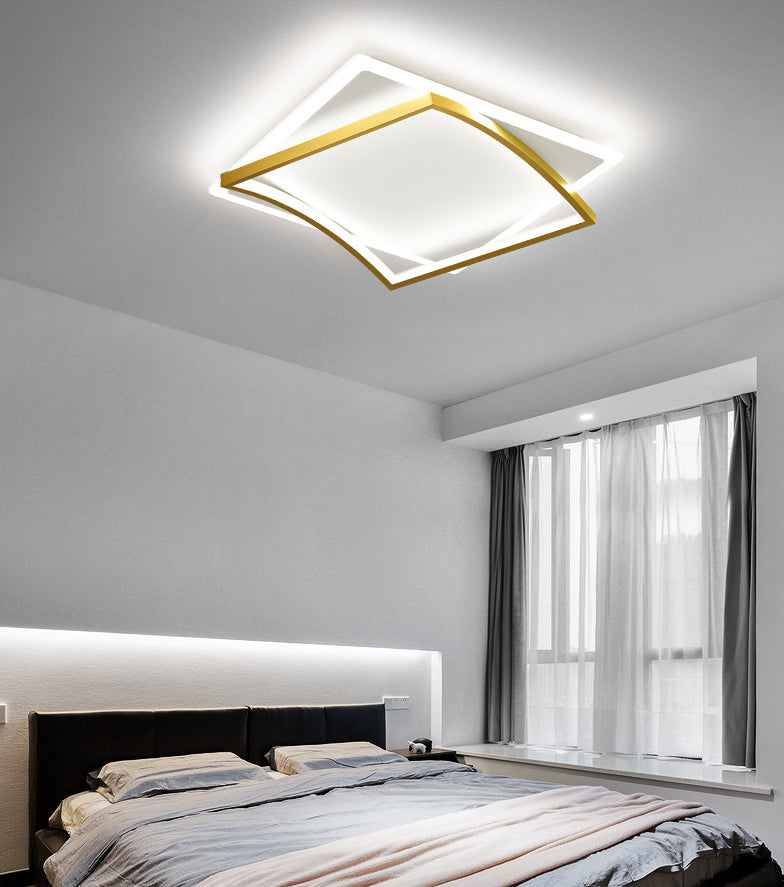 Modern Minimalist Double Geometric Flush Mount Light Metal LED Bedroom Flush Ceiling Light