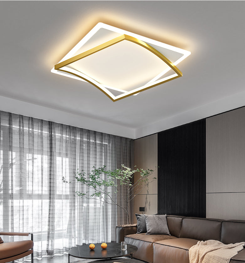 Modern Minimalist Double Geometric Flush Mount Light Metal LED Bedroom Flush Ceiling Light