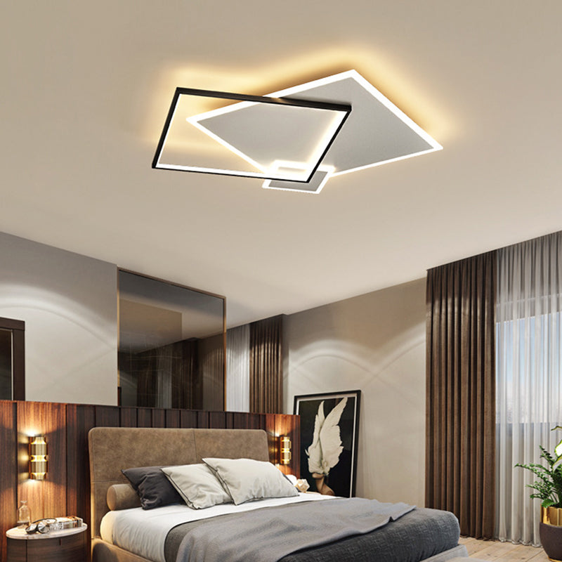 Concise Modern LED Flush Mount Chandelier Metal Multi Quadrate Flush Light for Living Room