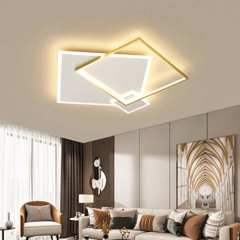 Concise Modern LED Flush Mount Chandelier Metal Multi Quadrate Flush Light for Living Room
