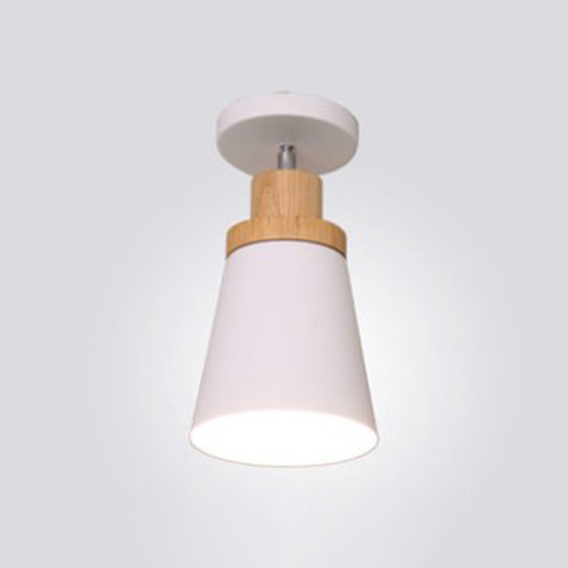1 - Light Metal Shade Semi Flush Monte Lighting Nordic Modern Style Wood Massimale Luce per Hallway