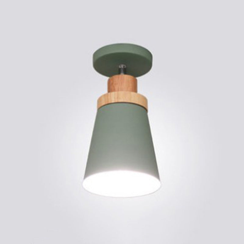 1 - Light Metal Shade Semi Flush Monte Lighting Nordic Modern Style Wood Massimale Luce per Hallway