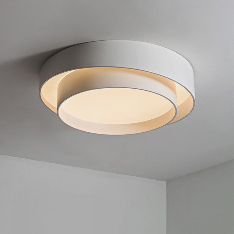 Ronde inbouwplafondlamp van wit metaal, LED-inbouwverlichting in Scandinavische stijl voor slaapkamer