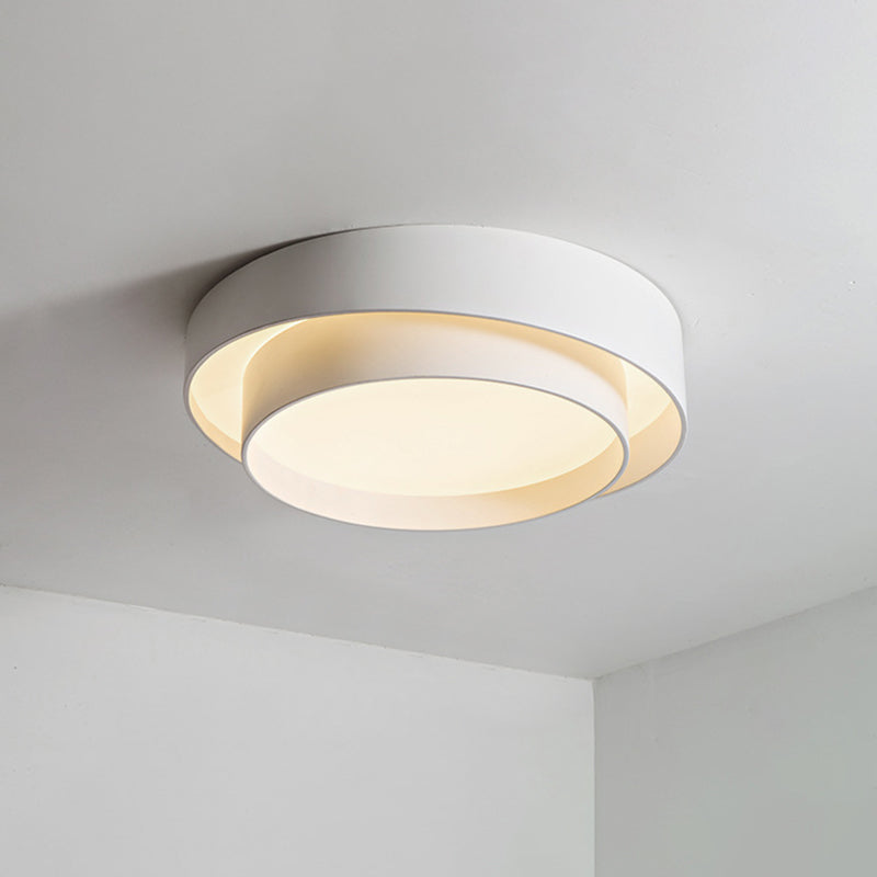 Ronde inbouwplafondlamp van wit metaal, LED-inbouwverlichting in Scandinavische stijl voor slaapkamer