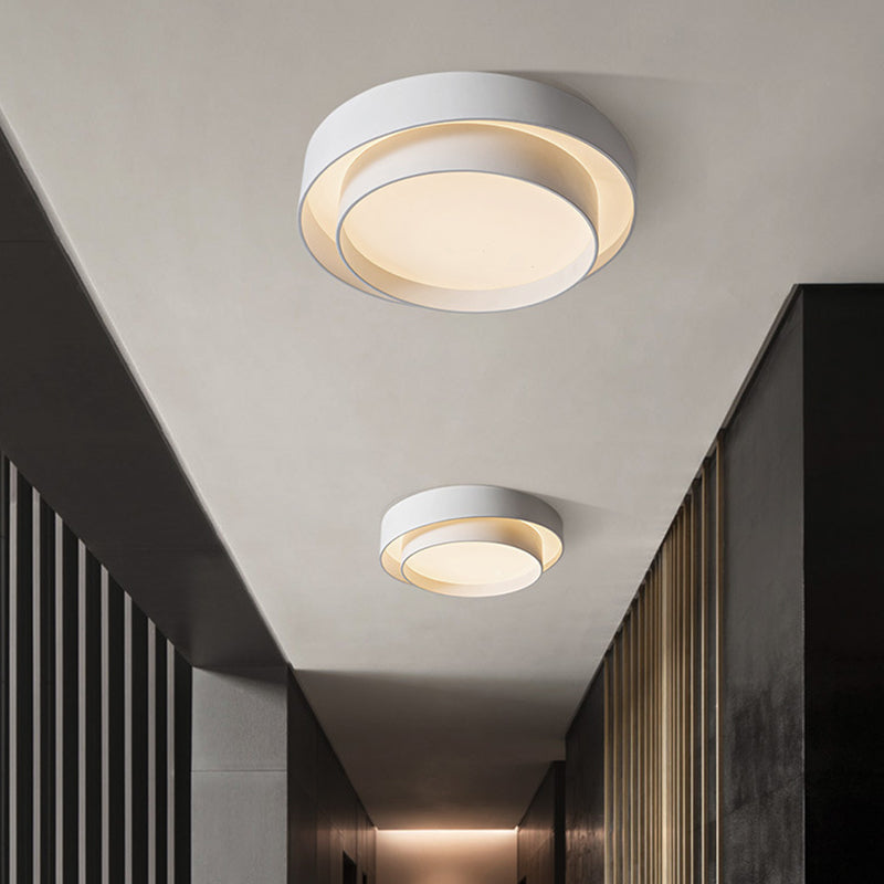 Ronde inbouwplafondlamp van wit metaal, LED-inbouwverlichting in Scandinavische stijl voor slaapkamer
