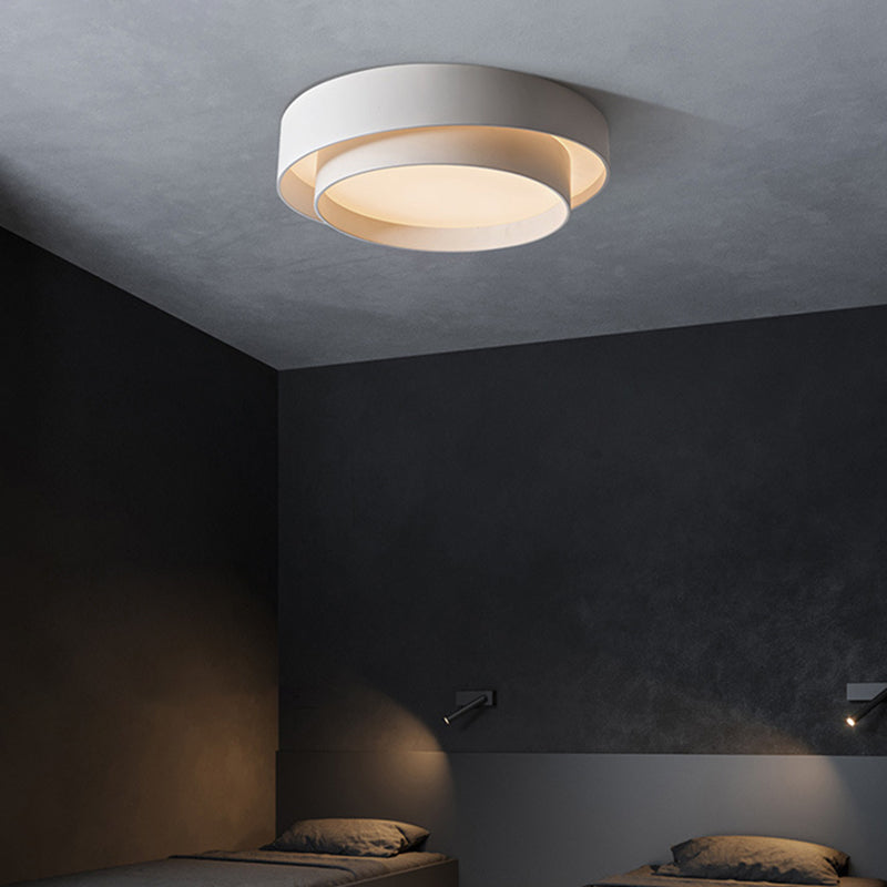 Lámpara de techo empotrada circular de metal blanco, iluminación empotrada LED de estilo nórdico para dormitorio