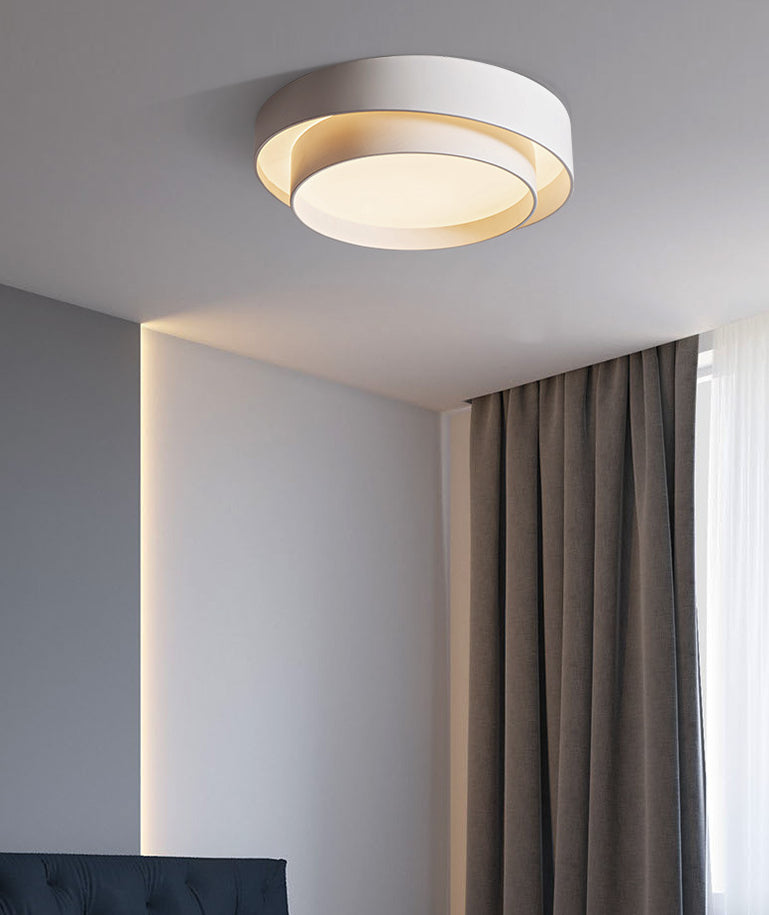 Ronde inbouwplafondlamp van wit metaal, LED-inbouwverlichting in Scandinavische stijl voor slaapkamer