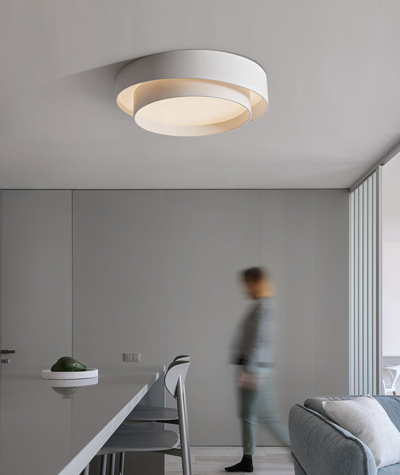 Ronde inbouwplafondlamp van wit metaal, LED-inbouwverlichting in Scandinavische stijl voor slaapkamer