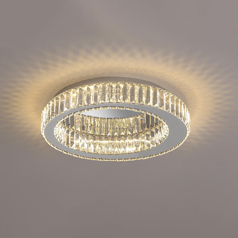 Sliver Crystal Circular Flush mount Ceiling Lamp Modern Style LED Flush Mount Lighting for Bedroom