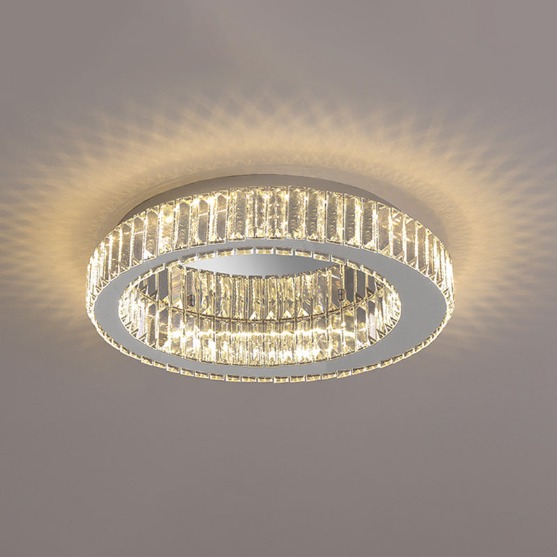 Sliver Crystal Circular Flush mount Ceiling Lamp Modern Style LED Flush Mount Lighting for Bedroom