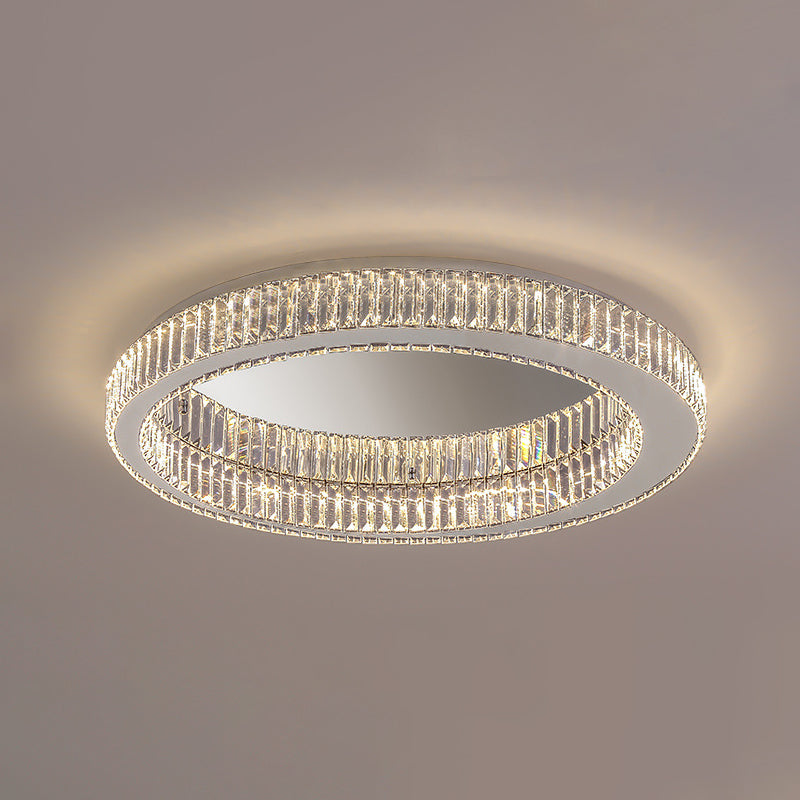 Sliver Crystal Circular Flush mount Ceiling Lamp Modern Style LED Flush Mount Lighting for Bedroom