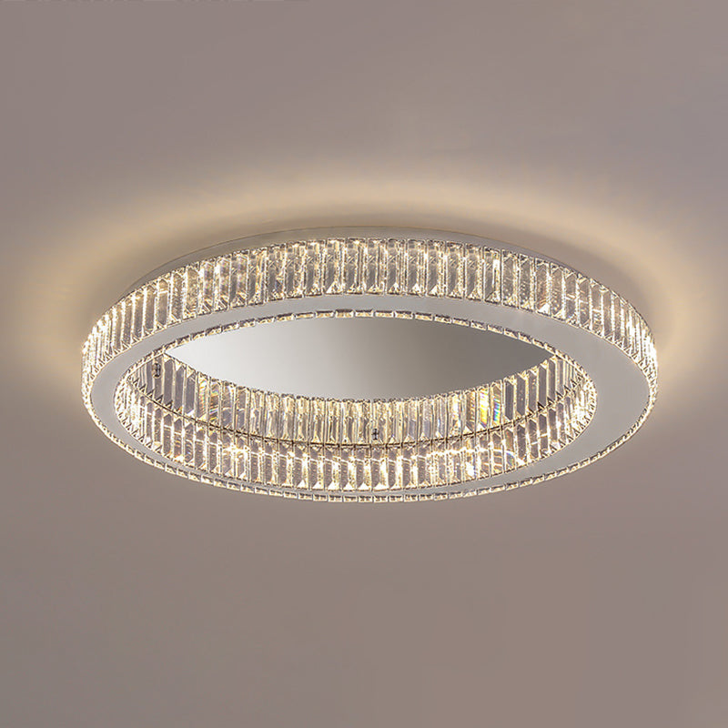 Sliver Crystal Circular Flush mount Ceiling Lamp Modern Style LED Flush Mount Lighting for Bedroom